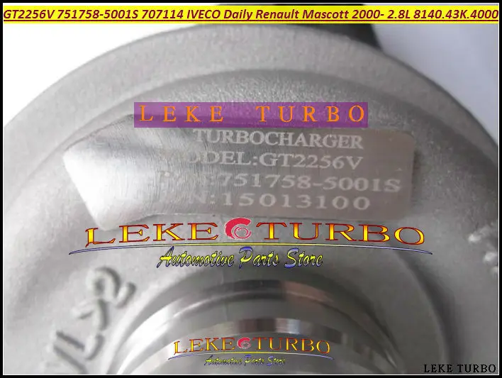 GT2256V 751758-5001 S 751758 турбо Турбокомпрессор для IVECO Коммерческая ежедневно 3,5 6,5 T для Renault Mascott 2000-8140.43K.4000 2.8L