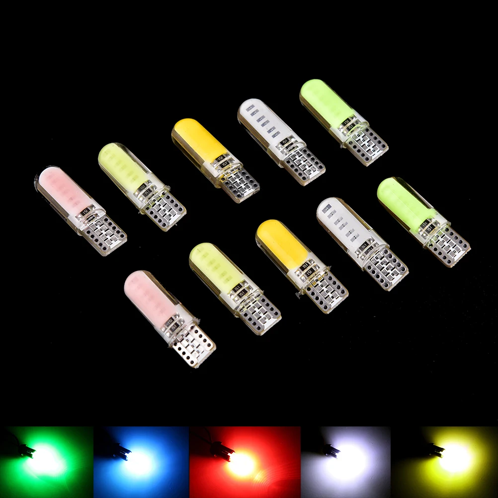 

Car Led Bulbs T10 COB SMD LED Silica Bright White License Light Bulb Blue Green Yellow Pink White 12V 2Pcs