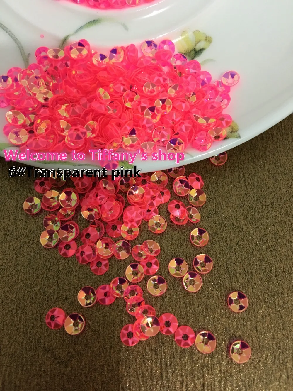 

4mm 6#transparent pink 50gram/lot (12000 pcs) deep cup round loose sequins golden plating paillettes sewing wedding craft