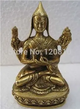 

Brass Little Tsongkahpa Guru Buddha Tibet Bronze Statue Figurine