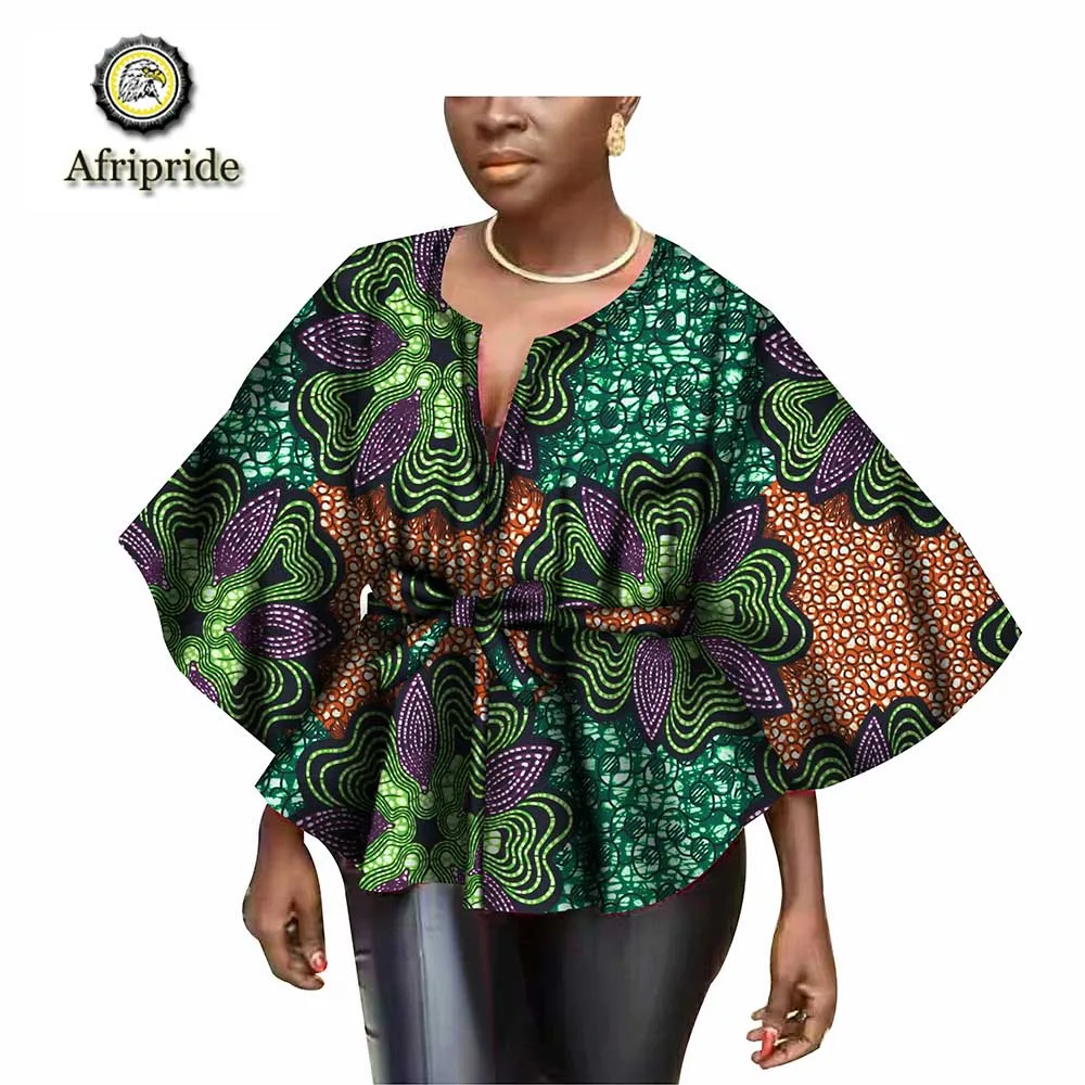 2019 spring african style wax shirt for women AFRIPRIDE tailor made dashiki bazin riche  ankara print pure cotton  S1822007