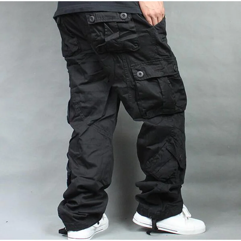 Новинка, свободные брюки карго, комбинезоны в стиле хип-хоп, мужские хлопковые брюки в стиле хип-хоп, мужские Мешковатые повседневные штаны, большие размеры 40, 42, 44, 46