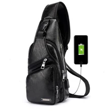 Винтажная унисекс нагрудная сумка с usb-зарядкой из искусственной кожи, повседневная сумка через плечо, на заказ, сумка через плечо для путешествий, сумка через плечо, 3 цвета