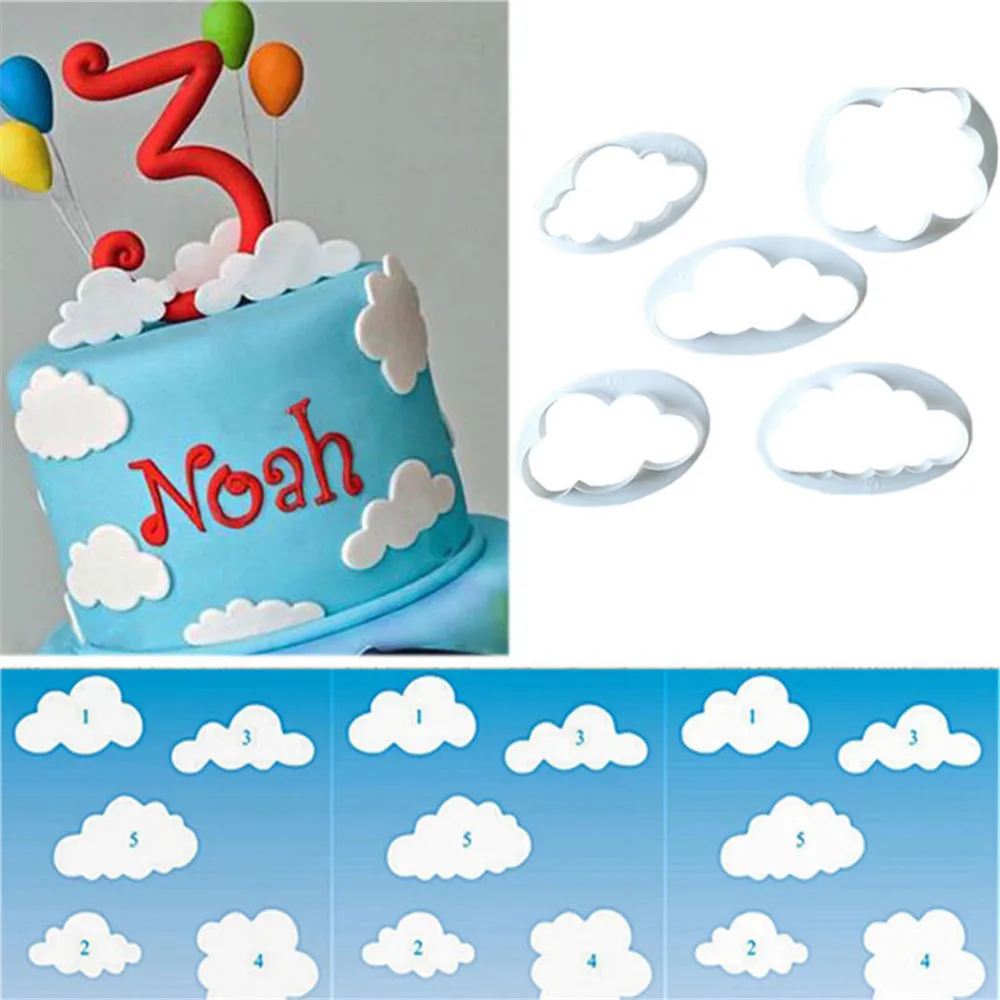 

5Pcs/set Cake Shape Cloud Turn Fondant Cutter Cake Decorating Mold Sugar Craft Biscuit Cutter Cookies Cutting Model