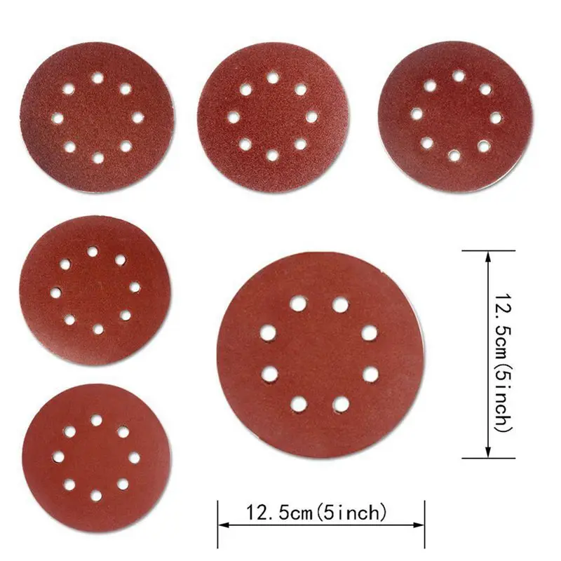 60 шт 5 дюймовые шлифовальные диски наждачная бумага Ассорти 60 80 120 180 240 320 крупы для Мощность случайный трек Сандерс