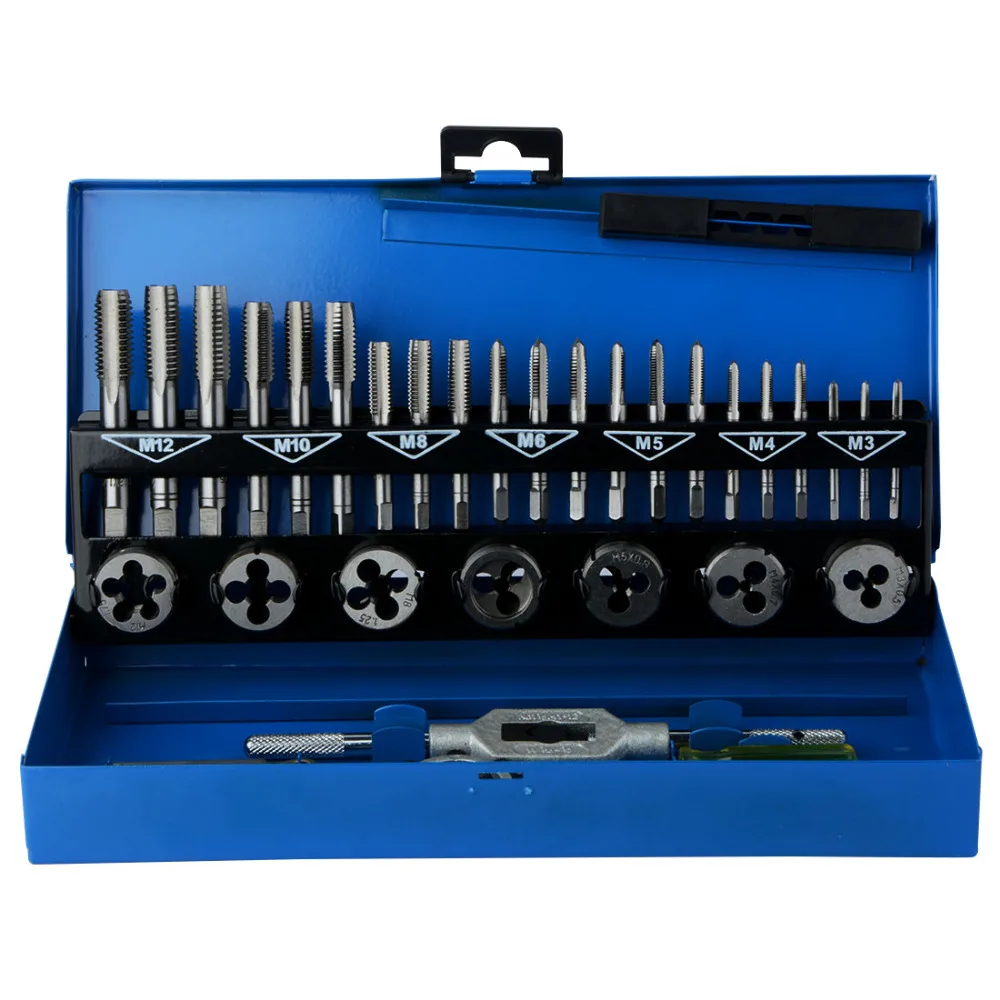 

32pcs/set HSS Metric M3-M12 Tap & Die Set 1st 2nd & Plug Finishing For Metalworking Car Motorcycle Maintenance Tool Tap Die Tool