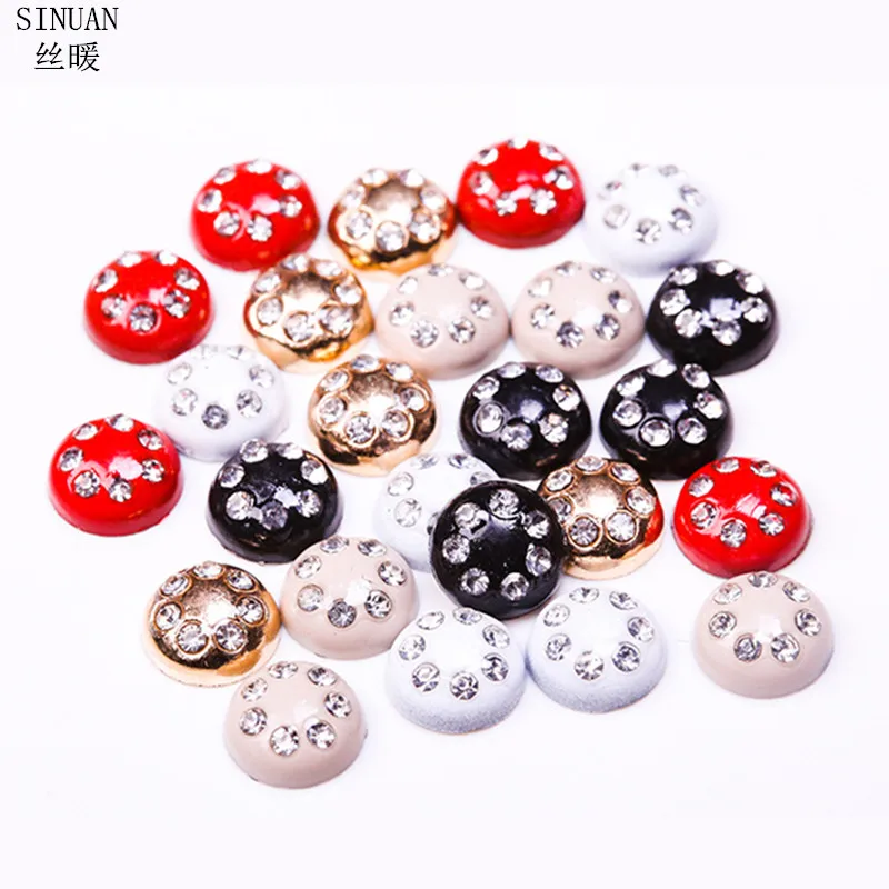 

SINUAN Rhinestones Rivets Painted Spikes 10Mm/14Mm Round Metal Studs Decorations For Clothes 200Pieces Metal Studs For Bags