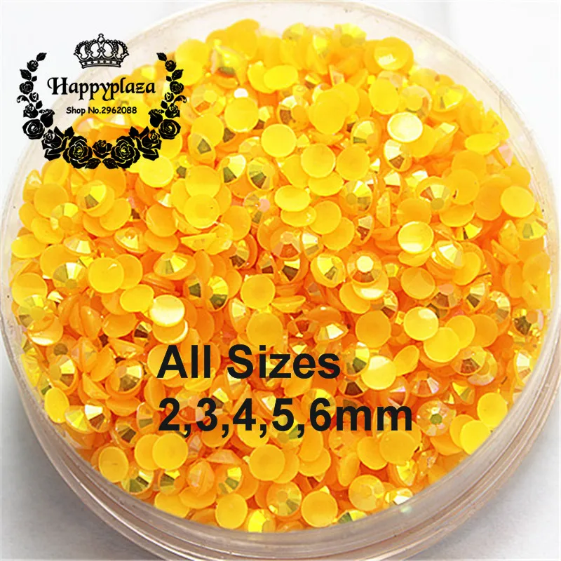

All Sizes 2,3,4,5,6mm Resin Rhinestone 14 Facets Flatback Jelly Orange AB Decoration for Phones Bags Shoes Nails DIY