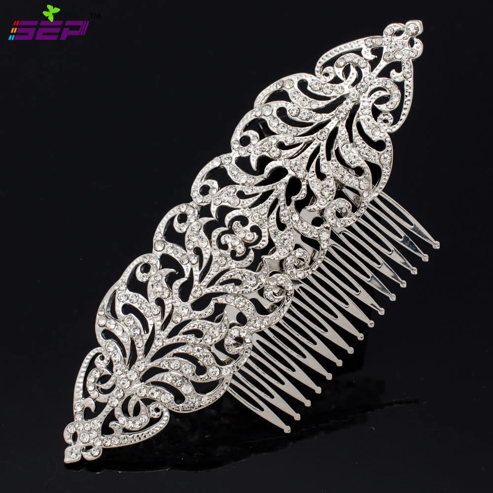 Bridal Wedding Hair Jewelry Accessories Crystals Rhinestone Hairpins Long Flower Hair Combs XBY134