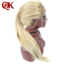 QueenKing hair Full Lace Wig 180% Density Blonde 613 Silky Straight Preplucked Hairline 100% Brazilian Human Remy Hair