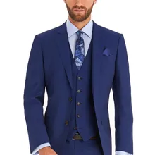 Новое поступление две кнопки синий Жених Смокинги для женихов Для мужчин свадебные костюмы для выпускного индивидуальный заказ(куртка+ Брюки для девочек+ жилет+ галстук) k: 396