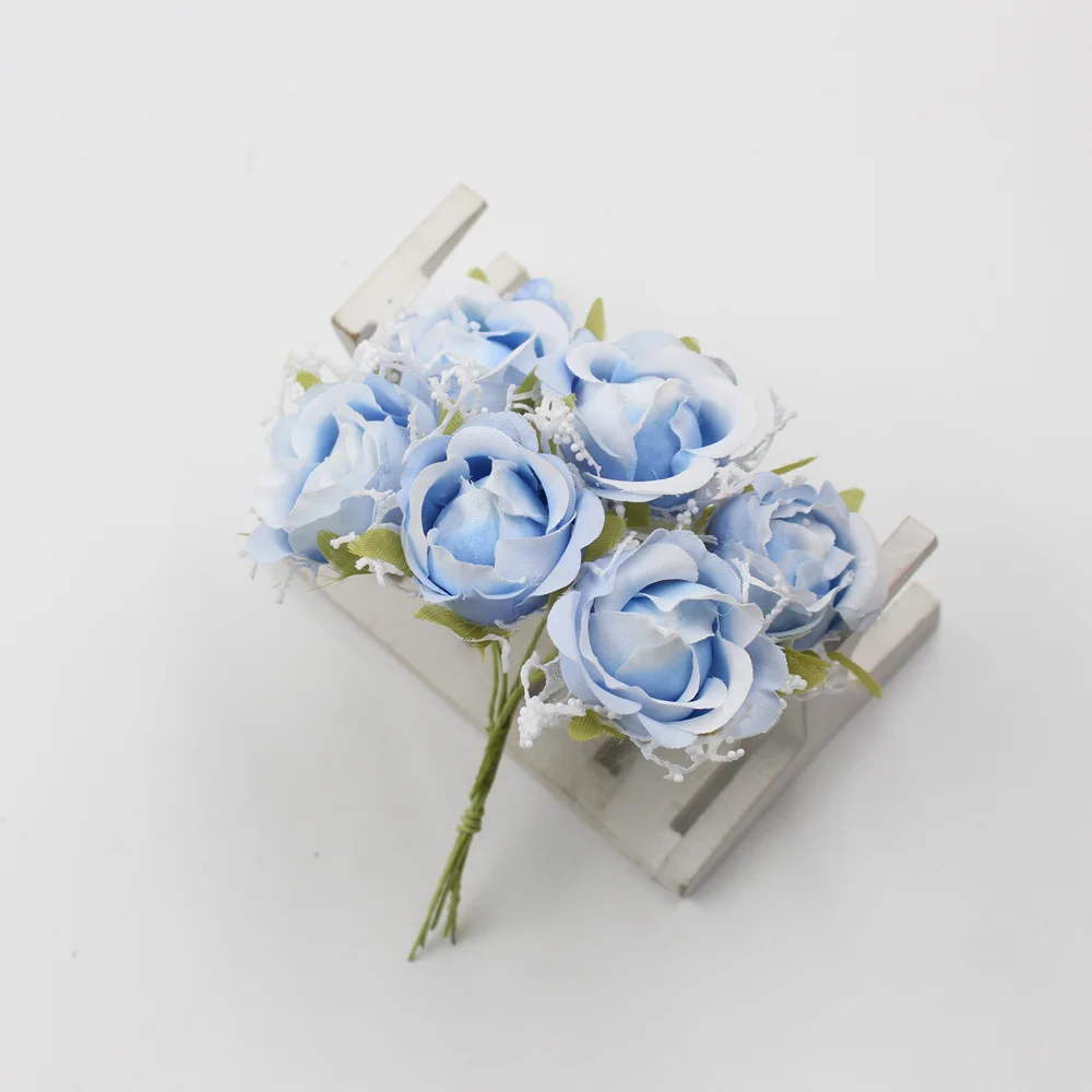 6 шт./лот, белый кружевной букет роз из шелка, искусственные цветы, свадебные украшения, аксессуары, сделай сам, венок, скрапбук, искусственные цветы