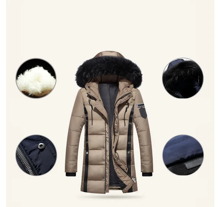 Утепленные мужские парки зимняя куртка мужские пальто мужская верхняя одежда с меховым воротником повседневное длинное хлопковое стеганое Мужское пальто с капюшоном