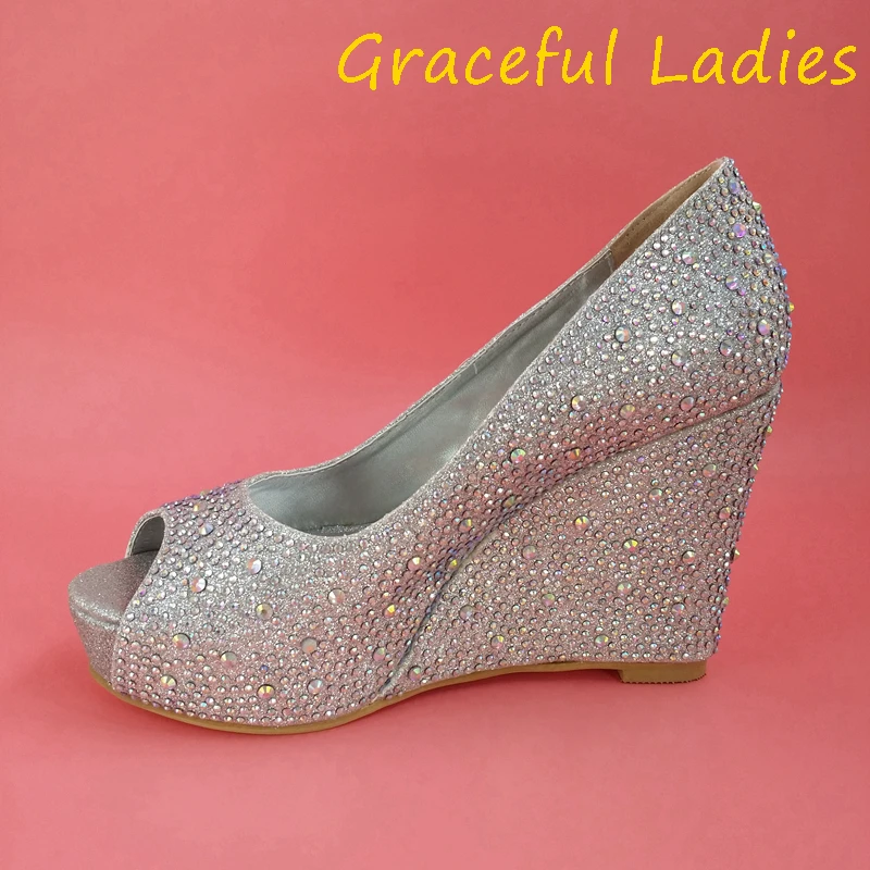 Silver Wedge Heel Shoes Fs Heel