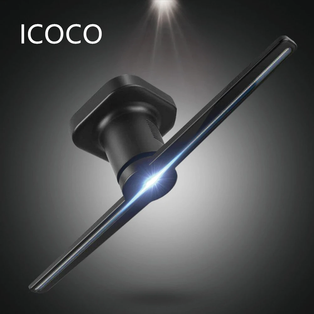 

ICOCO 3D Holographic Projector Lamp Hologram Player Black LED Dispaly Fan Unique Hologram Projector Light US/UK/EU/AU/JP Plug