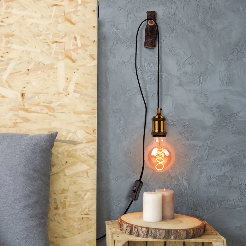 

DIY Pendant Lights Vintage Retro Hanglamp Led Pendant lamp With plug for living room bedroom kitchen luminaire light fixtures