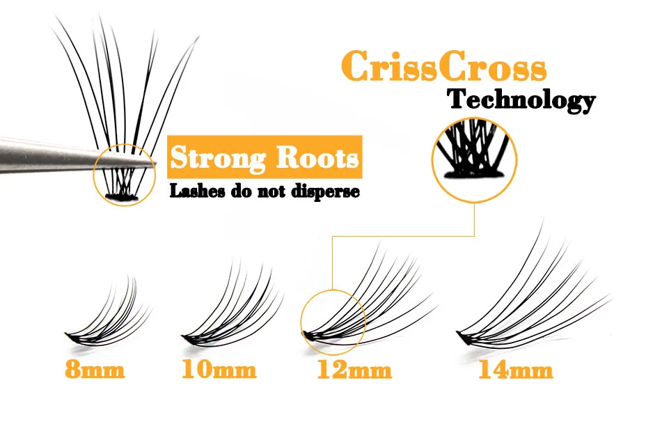 Kimcci 60knots/Case Natural False Eyelash Extension Makeup 10D Mink Individual Faux Eye Lashes Professional Fake Grafting Cilias