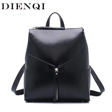 DIENQI Fashion female genuine leather women backpack feminine backpack for teenager girls school bag backbag schoolbag