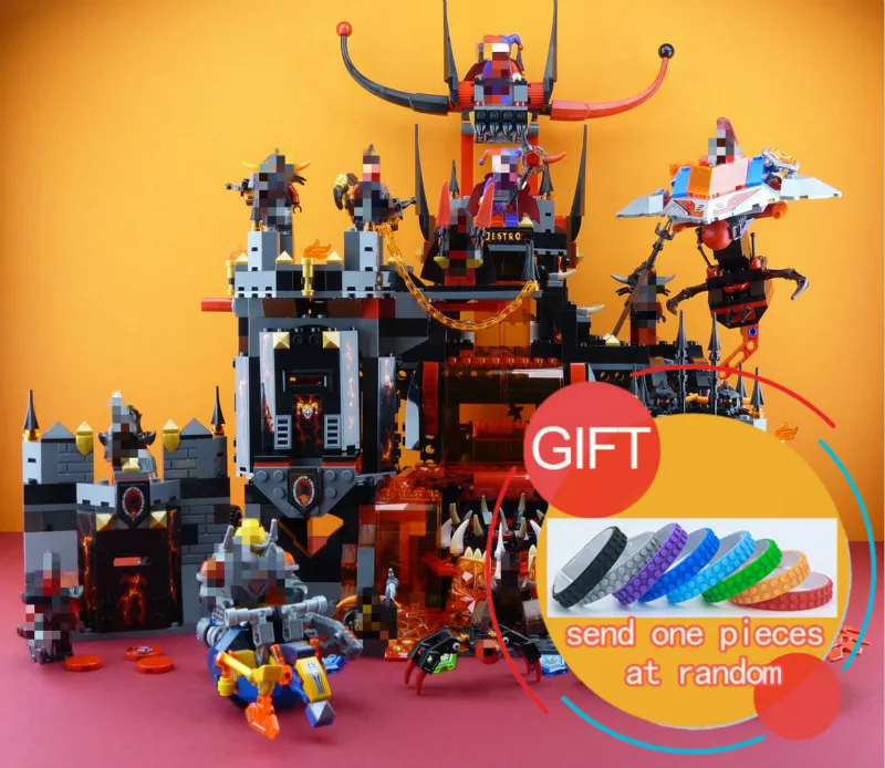 

14019 1244Pcs Nexoe Knights Jestros Vulkanfestung Model Building Kit Brick Toy Compatible with 70323 Toys lepin