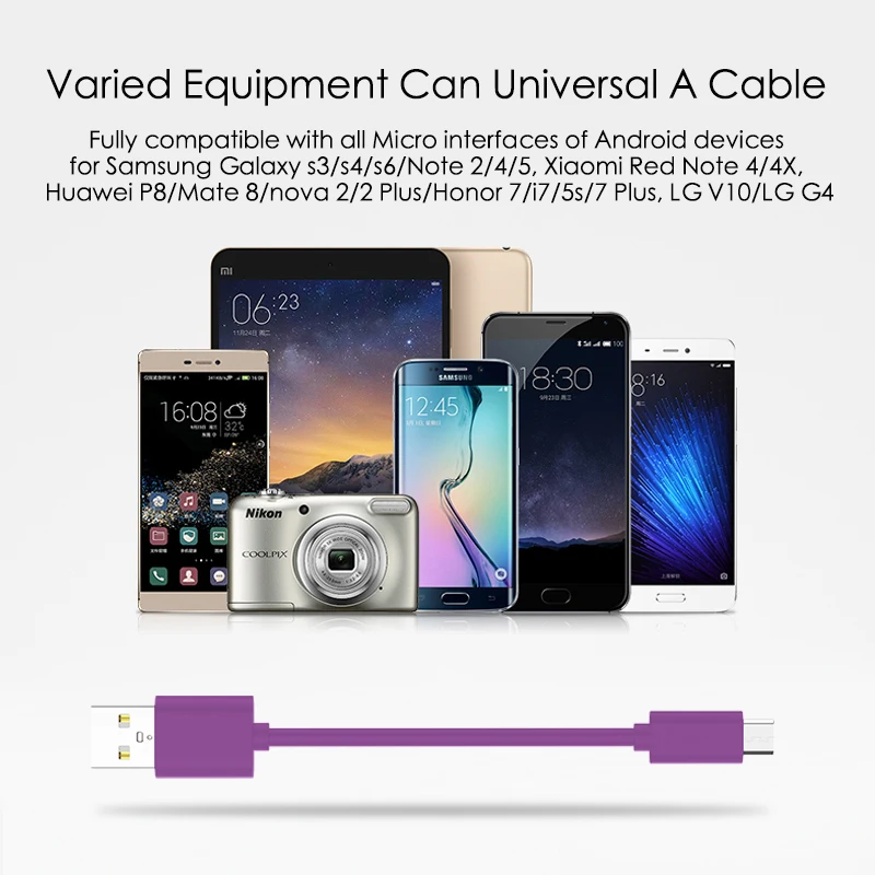 WMZ кабель Micro USB 12 см цветной 2A кабели для быстрой зарядки Samsung GALAXY S7 Edge Huawei Honor 6 LG