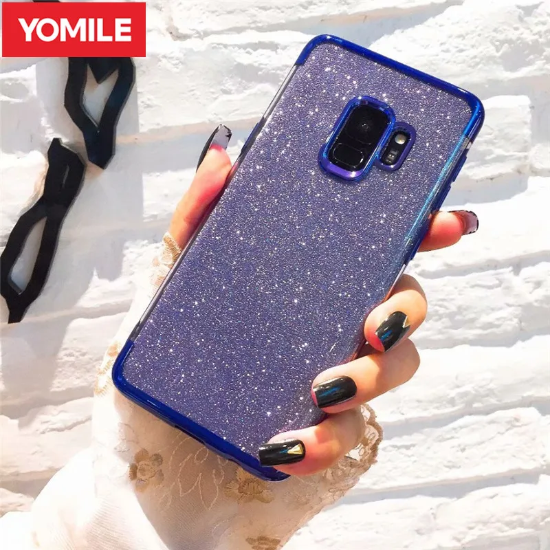 

YOMILE Glitter Plating Phone Case For Samsung Galaxy J2 Core J3 J4 J5 J6 J7 Pro Prime J8 2016 2017 2018 Cases Bling Cover Coque