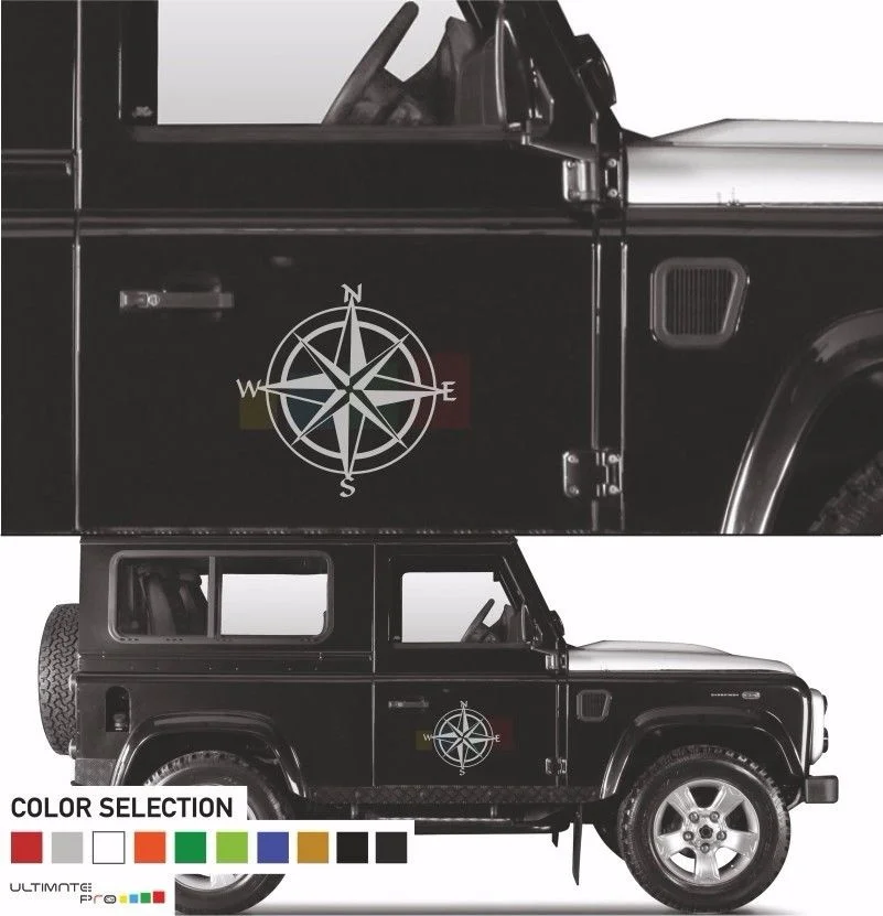 Для 2 xdecal стикеры Набор для компаса для Land Rover Defender 90 Vent Совок решетка огни автомобиля для укладки волос