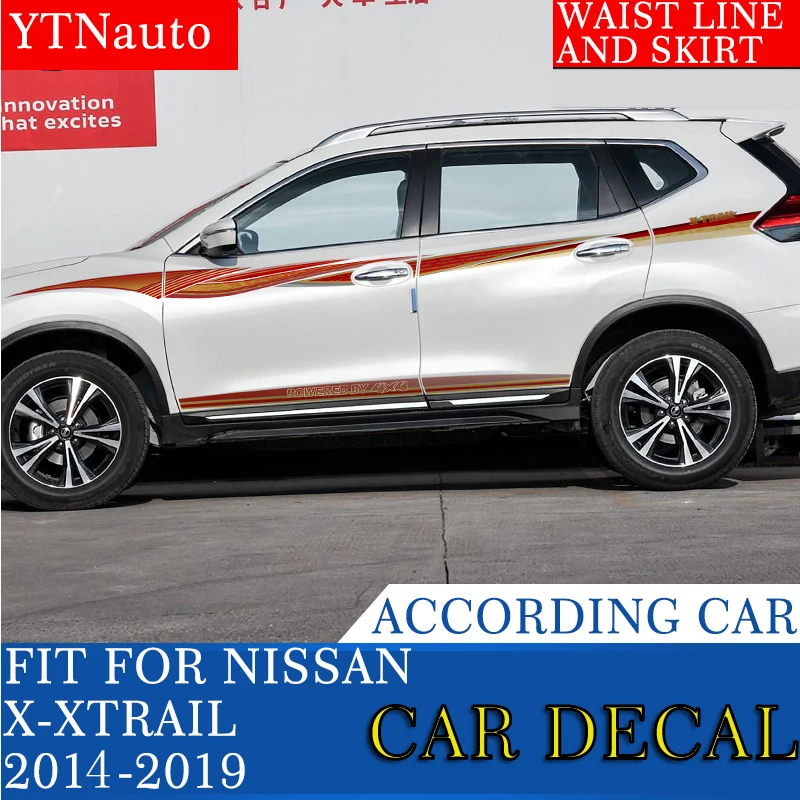 

car stickers 2 PC racing Gradient side door stripe graphic Vinyl car accessories decal custom for NISSAN X-TRAIL