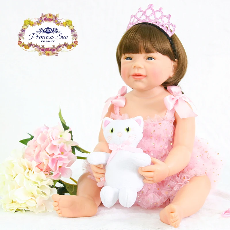 

Baby Reborn 55cm Full Silicone Body Reborn Baby Doll Toy Like Real 22inch Newborn Girl Princess Babies Doll Bathe Toy Kid Gift