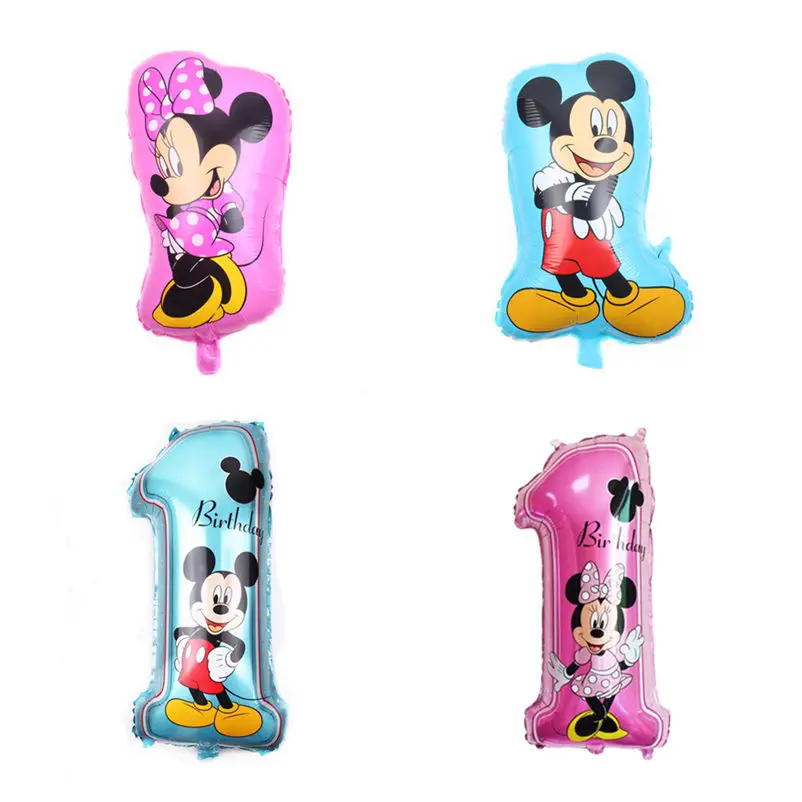 

TSZWJ New Mickey Minnie Digital 1 Aluminum Balloon Balloon Children's Festival Baby One Year Old Birthday Party Decoration