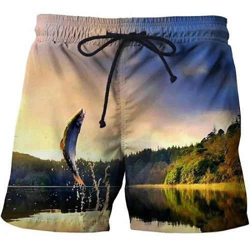Летние мужские пляжные шорты с рисунком рыбы, модные мужские шорты с 3D принтом, штаны для фитнеса, Азиатский размер S-6XL - Цвет: HHSTK445