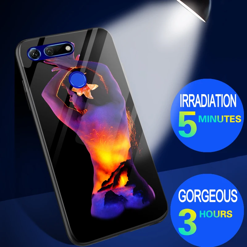 Светящийся стеклянный чехол для Huawei Honor 10i View 20 V20 сексуальный блестящий P Smart Plus