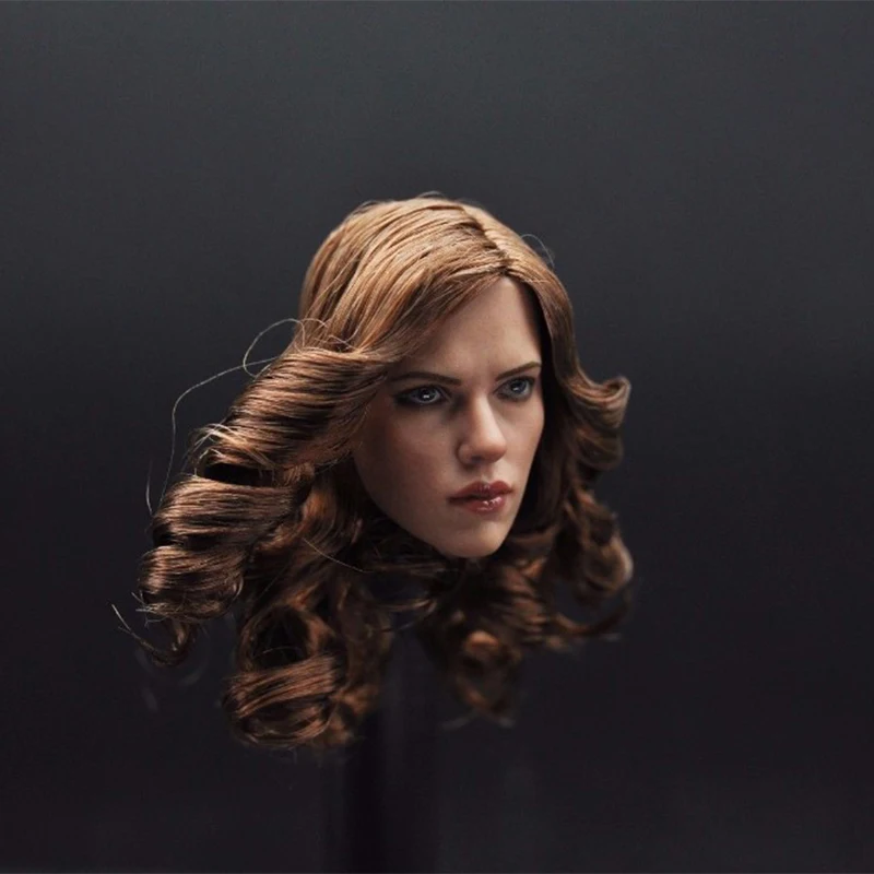 Cabeça da Menina com Curlycarving Figura de Ação Brinquedos para 12 Mulher Viúva Negra Scarlett Johansson Feminino Marrom Modelo 1 - 6 3 16 mulher viúva negra scarlett johansson feminino