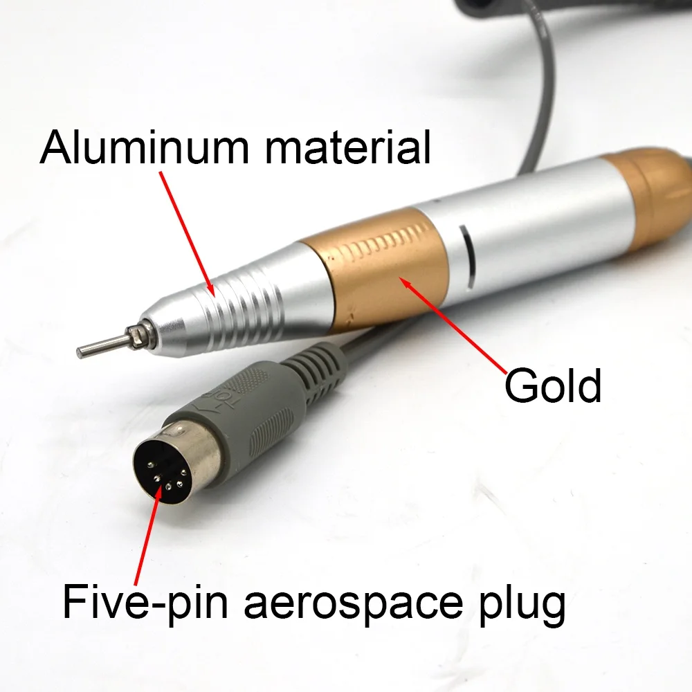 12V подходит для ногтей дрель ручки наконечника Для сверлильный для ногтей, электрическая дрель для маникюра и педикюра, фрезер для ногтей, сверлильный аксессуары для ногтей Инструменты - Цвет: Gold-5-pin-A