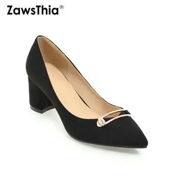 

ZawsThia Summer Autumn Spring Women Shoes Block High Heels Classic Office Pumps Yellow Mint Green Female Stilettos Work Shoes