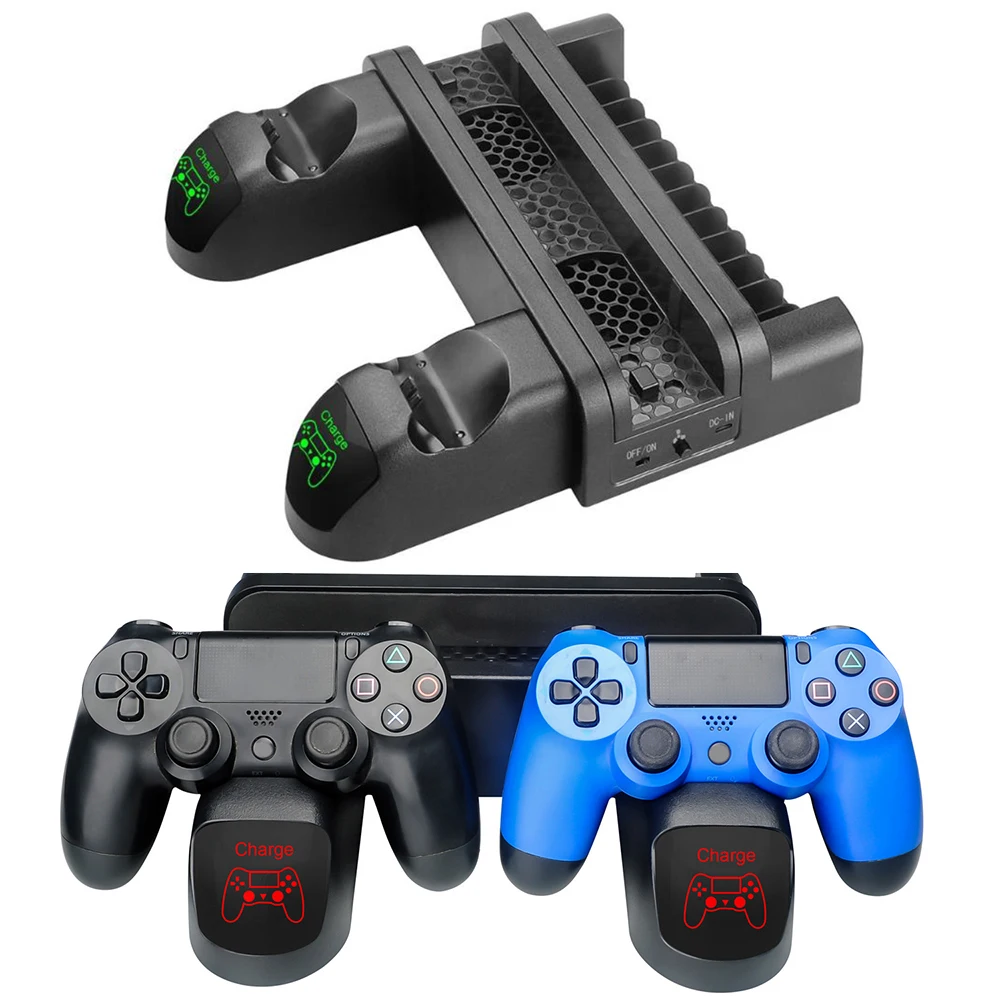 

Charger PS4/PS4 Slim/PS4 Pro Dual Controller Charger Console Vertical Cooling Stand Charging Station Dock For SONY Playstation 4