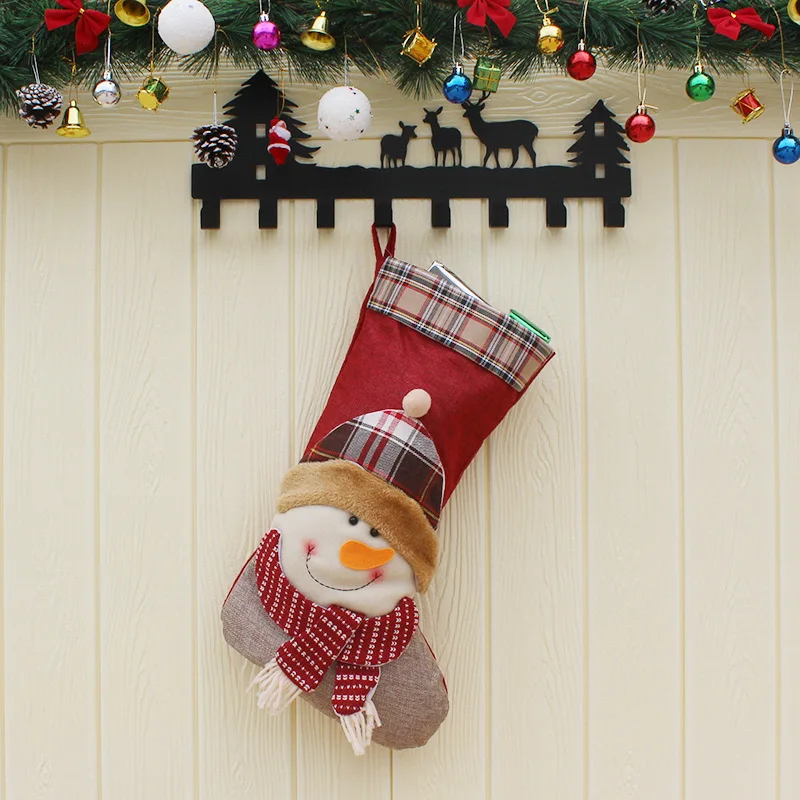Рождественские носки FUNNYBUNNY, украшения на елку, Подарочный пакет со снеговиком - Цвет: snowman
