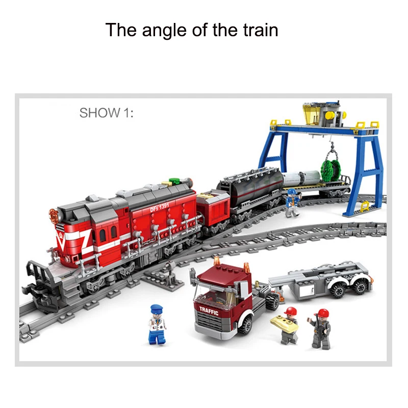 KAZI DF5 GBL городской дизельный поезд рельсовый трейлер грузовик электрические строительные блоки наборы Кирпичи Детские модели игрушки 98219