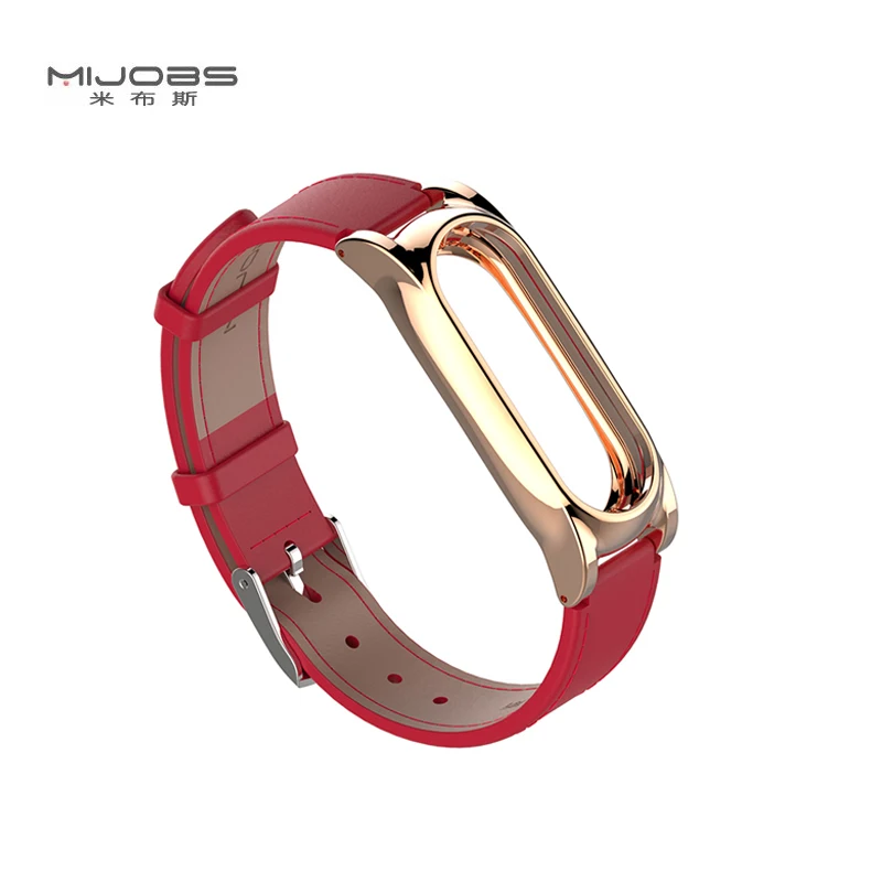 mi jobs для Xiaomi mi Band 2 кожаный ремешок на запястье умный Браслет mi Band 2 Безвинтовой металлический для mi band 2 Рамка - Цвет: red gold
