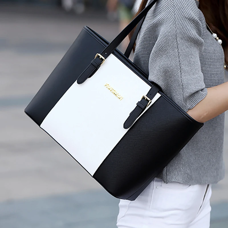 

Shoulder Bags For Clerk Women 2019 Patchwork Big Women's Handbags Women Shopping Bag Pu Leather bolsa feminina