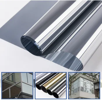 

SUNICE 90cm x 300cm Silver One Way Vision Mirrored Film 20%VLT Solar Tint Film Heat Control PET Film Adhesive Sticker Decals
