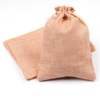 

Light Orange 13x18cm Jute Drawstring Wedding Gift Bag 50PCS Drawstring Pouch For Cosmetic Jewelry Festive Gifts Packaging Bag