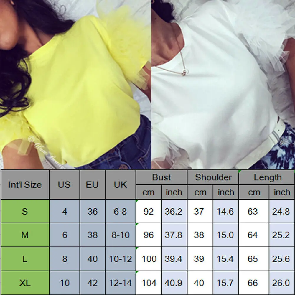 Elegant Women Summer Layered Lace Tulle Ruffle Short Puff Sleeve Shirt Ladies Loose Casual Blouse Top Elegant Women Summer Layered Lace Tulle Ruffle Short Puff Sleeve Shirt Ladies Loose Casual Blouse Top