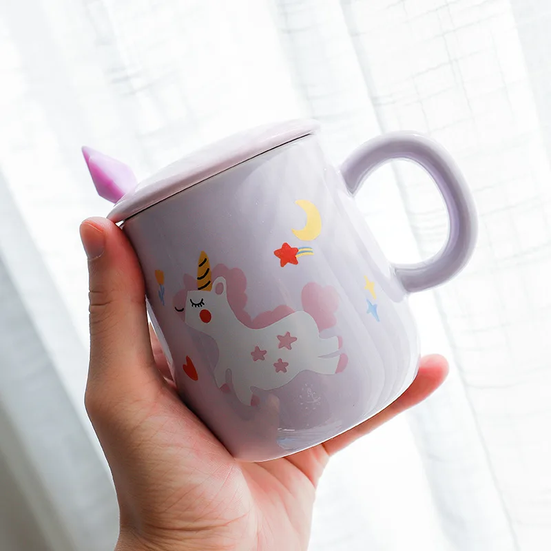 13.5 Oz 3d Cartoon Ceramic Coffee Mugs With Hot Air Balloon Lid And Golden  Spoon Morning Milk Tea Cups Pink Cute Mug For Women Girls Gifts