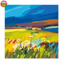 Картина по номерам художественная краска по номерам diy масло расстояние маленький дом счастливая семья голубое небо цвет пасторальный абстрактный простой larg