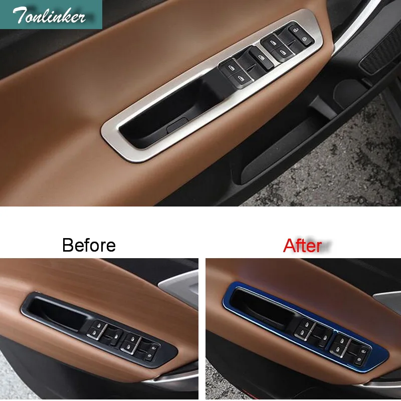 Tonlinker Cover stickers For Geely Atlas 2016 18 Car Styling 4 PCS ABS Stainless steel door