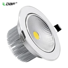 DBF-armazón de plata redondo regulable, LED empotrado, 7W, 9W, 12W, 15W, 18W, foco de techo COB con controlador LED, iluminación interior