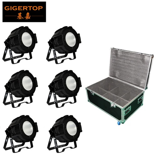 6IN1 Flight case TIPTOP 100 Вт COB MENELAUS теплый белый/холодный белый сценический монолитный блок светодиодов свет шлифованная линза круглой формы гладкая стирка алюминий - Цвет: 6IN1 Flight case