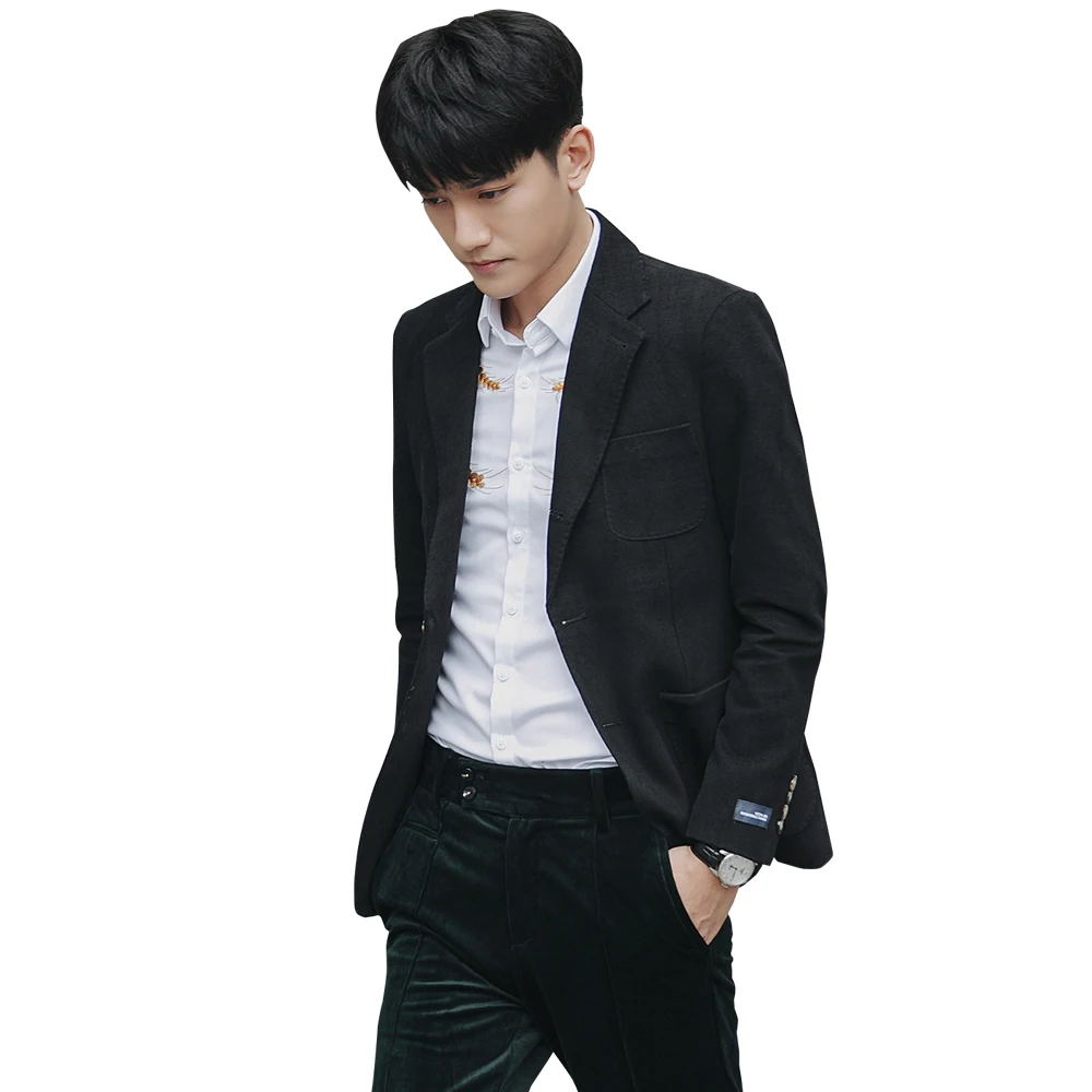 Autumn and winter youth suit Korean version of the Slim simple solid color business small suit hair stylist thick casual jacket
