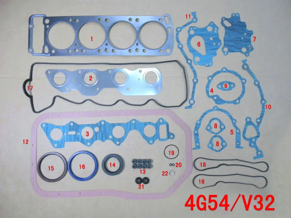 

4G54 Full gasket set kit for Mitsubishi PAJERO/L047/V32/MORTERO/PICK-UP/STARBO/TURBO 2555CC 2.6L 8V 83-93 MD997037 50122300