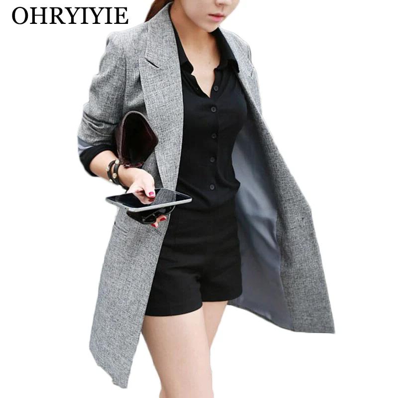 

OHRYIYIE Women's Single Button Blazers And Jackets Suit 2019 Spring Summer Thin Women Suit Jackets Blazer Femme Office Tops Coat